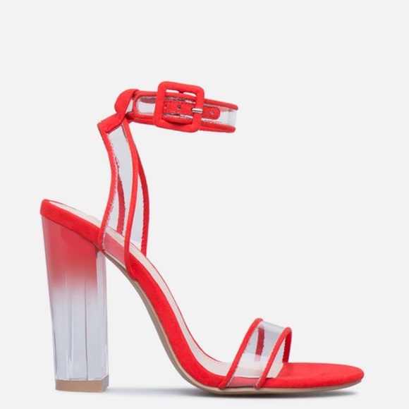 Red & Transparent Ombré Block Heel - Picture 4 of 6